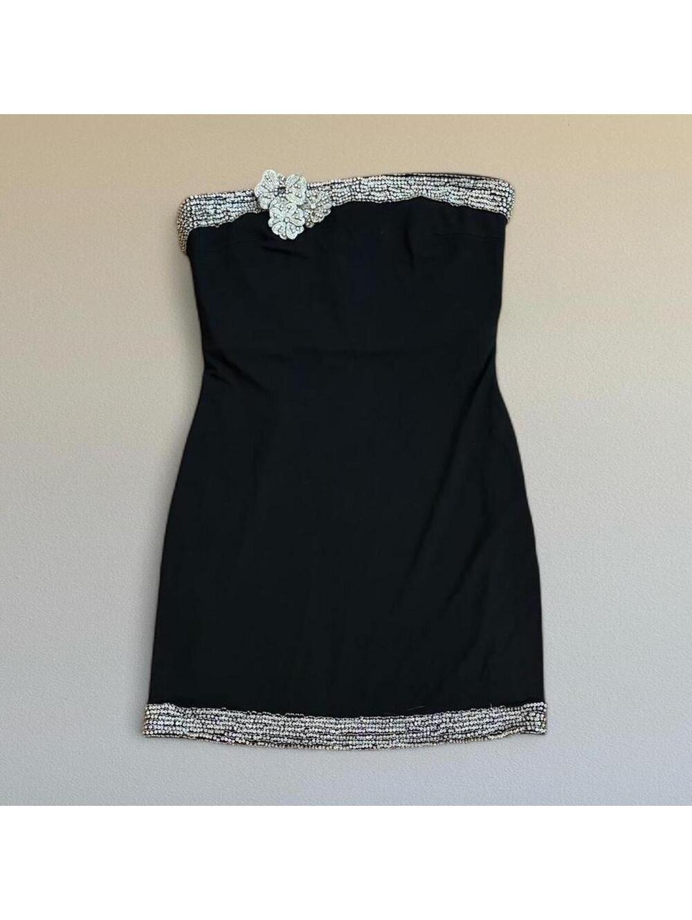 Basix black cocktail dress with rhinestones Sz. 12